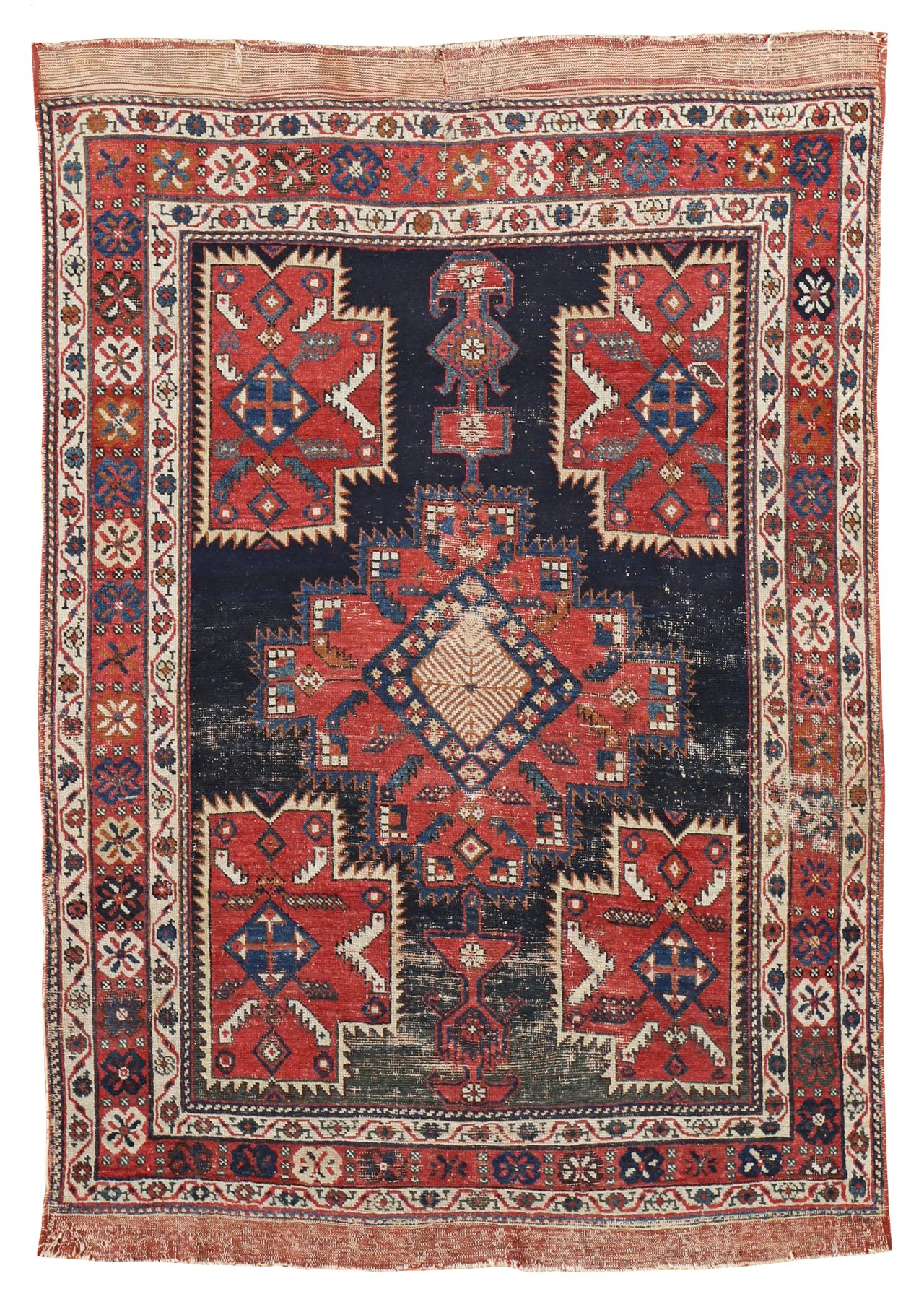 Dettaglio del disegno e del bordo di un tappeto Afshar